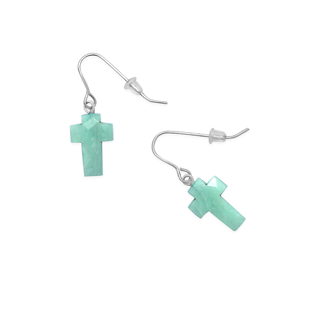 Stone Hewn Cross Earrings
