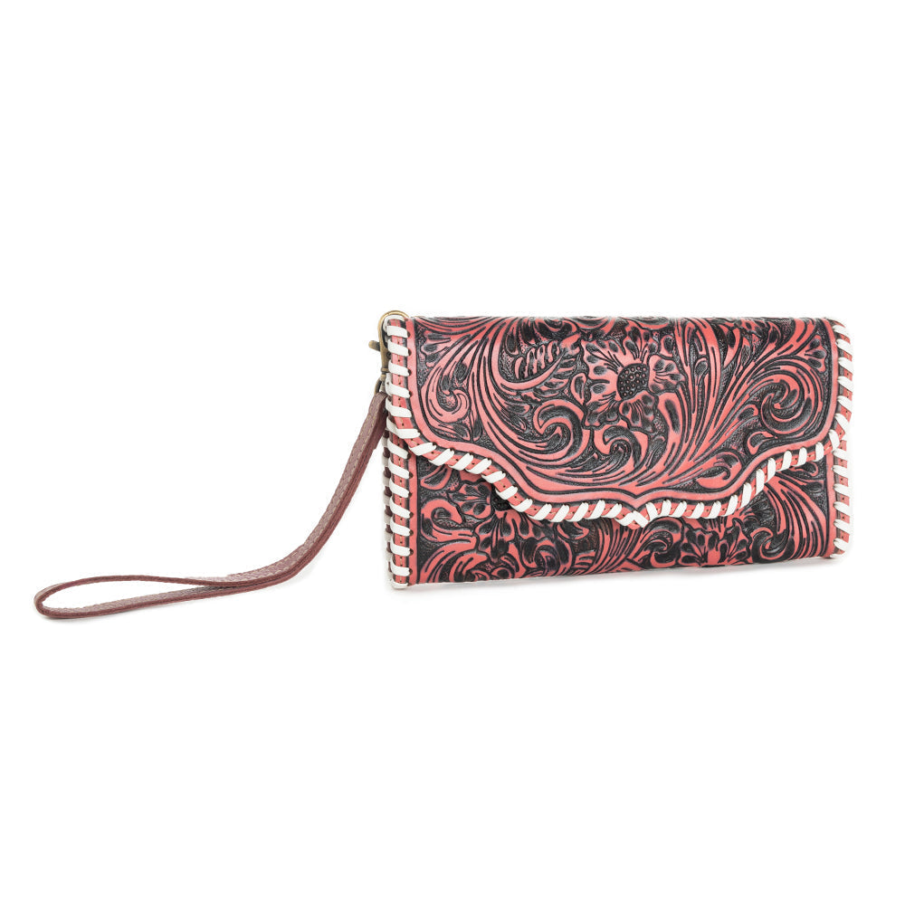 Portefeuille Desert Roses cramoisi en rose