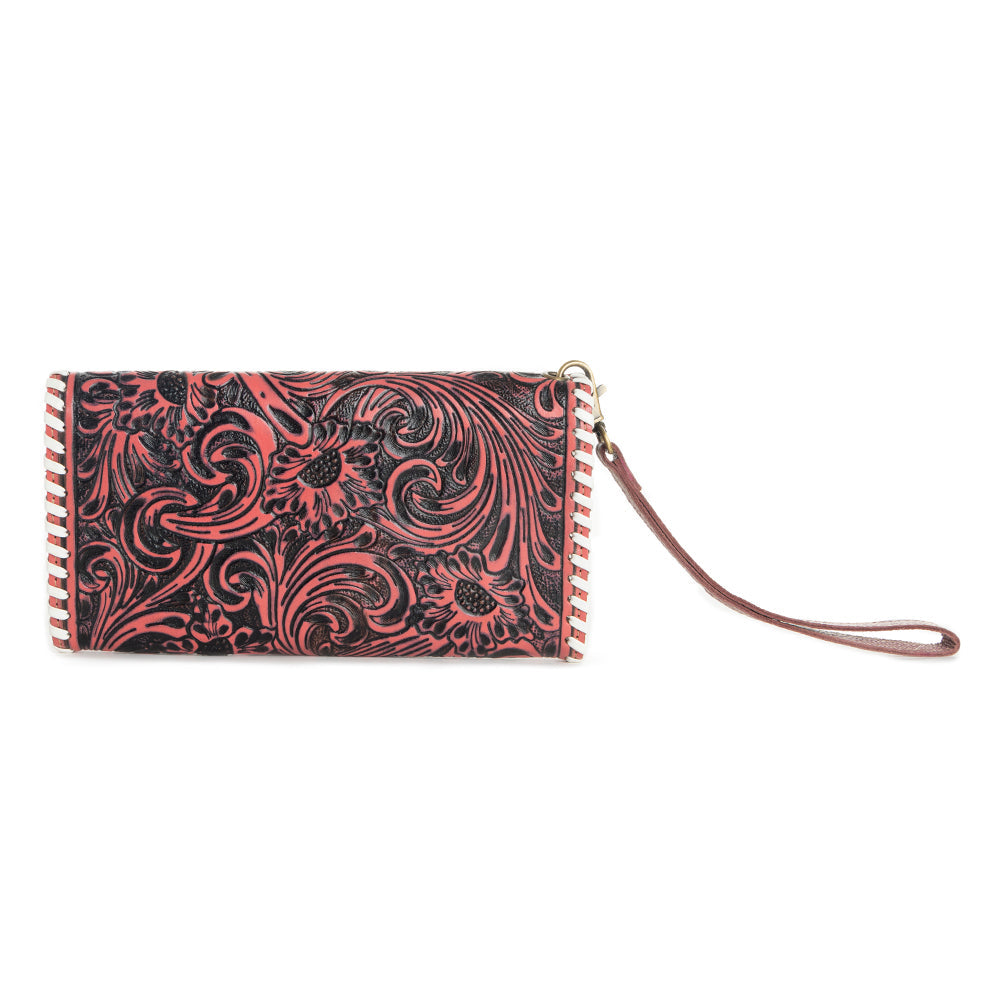 Portefeuille Desert Roses cramoisi en rose