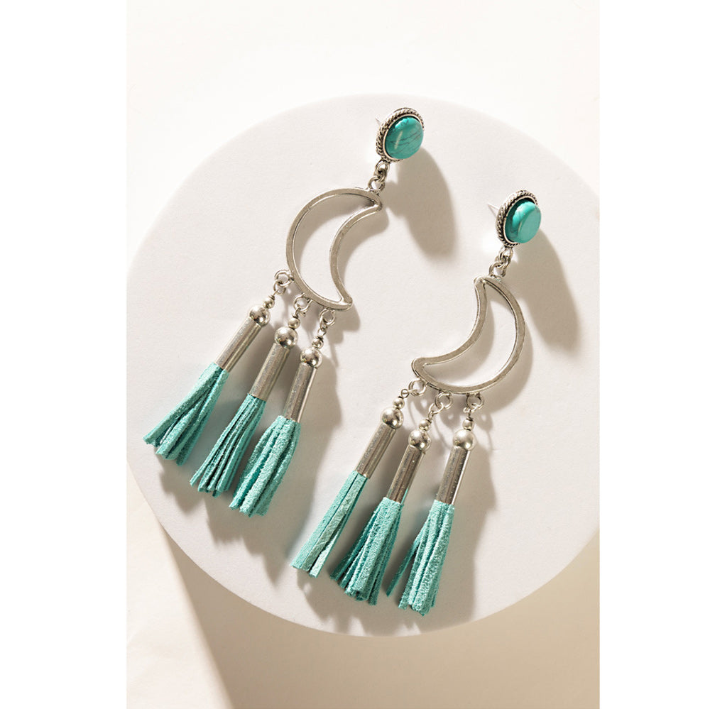 Boucles d'oreilles Lune Radieuse en bleu