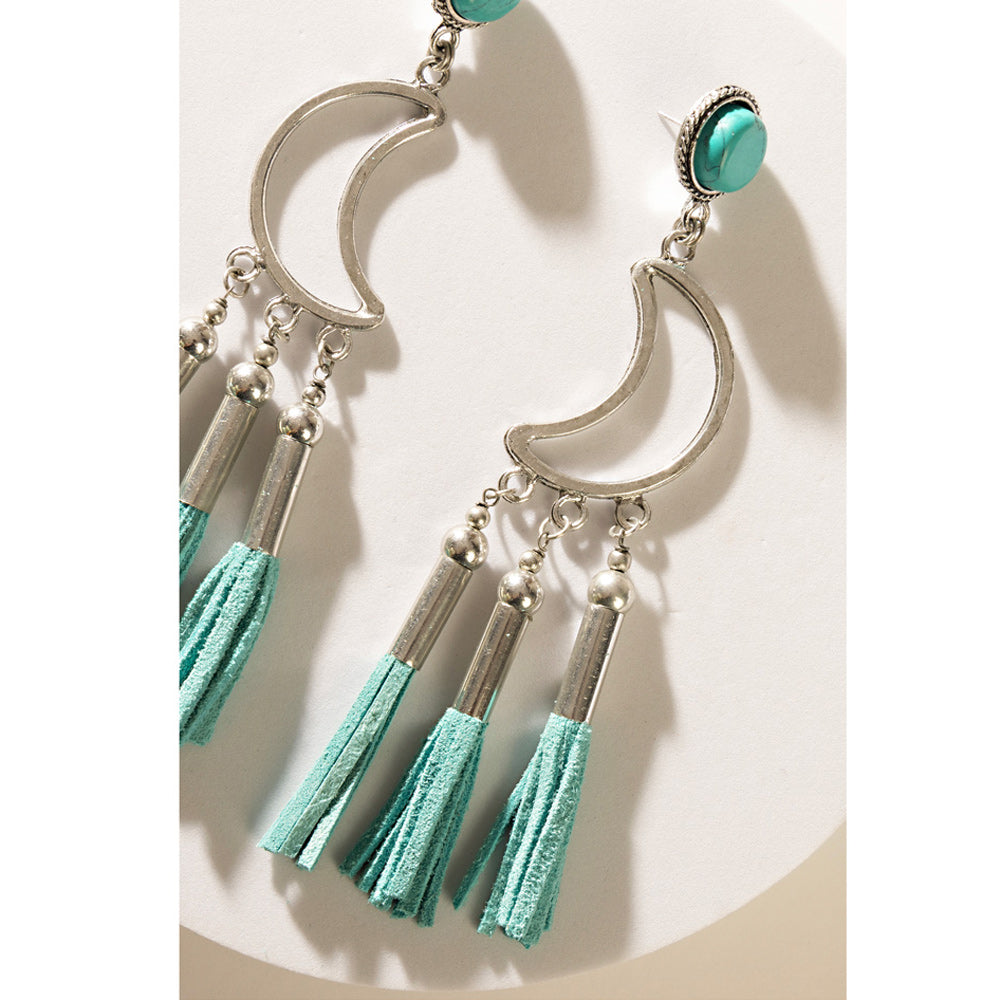 Boucles d'oreilles Lune Radieuse en bleu