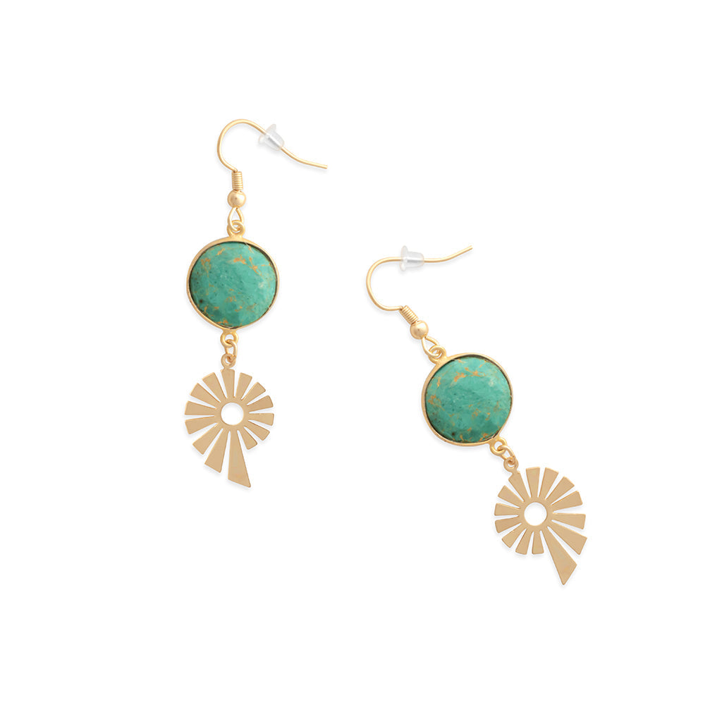 Boucles d'oreilles Charme du littoral en or et vert