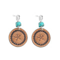 Boucles d'oreilles médaillon étoile fleurie marron