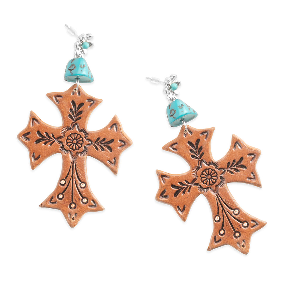 Boucles d'oreilles Croix de la Gloire Marron