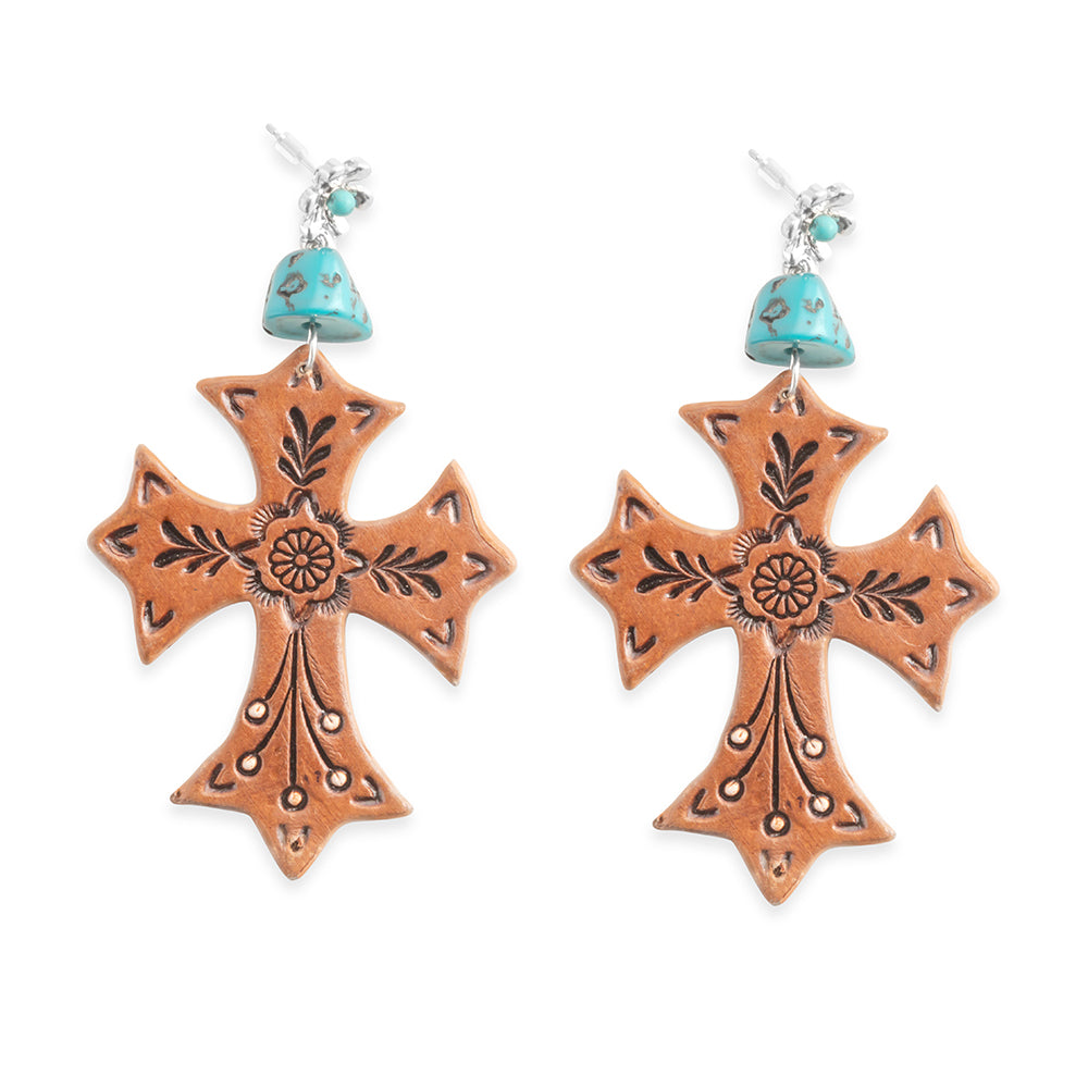 Boucles d'oreilles Croix de la Gloire Marron