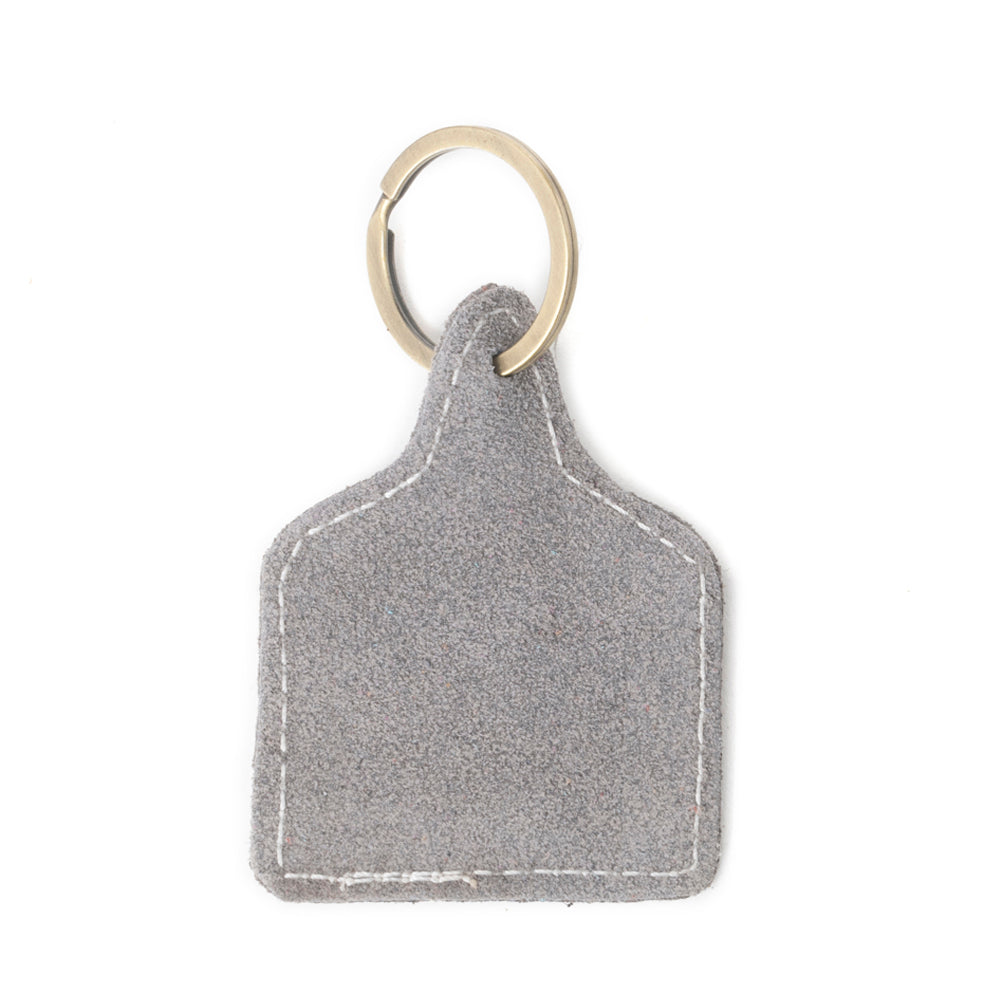 Porte-clés en cuir brodé « Saddle Mark » gris