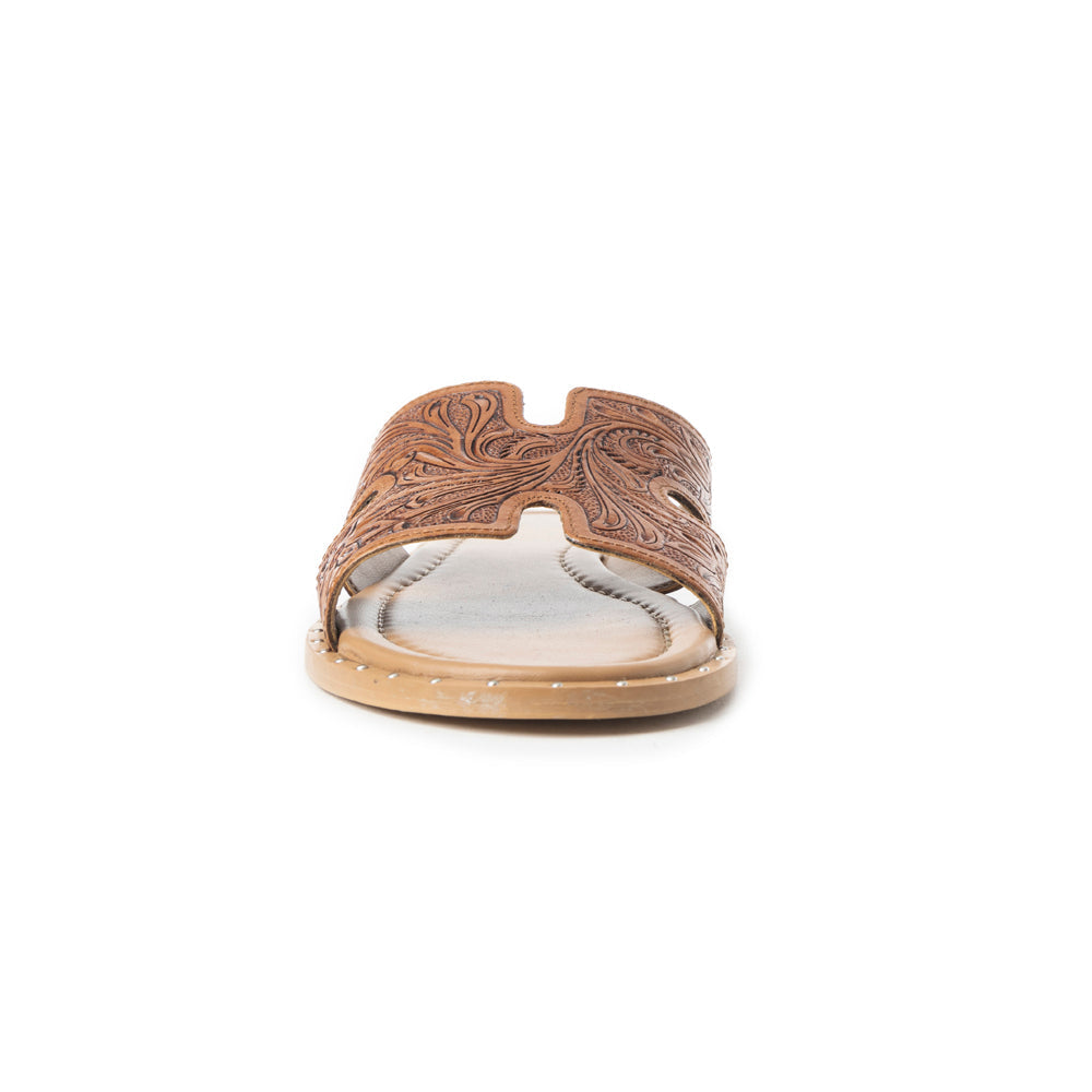 Sandales à enfiler en cuir embossé Myra Carmina Anne Tan pour femme – Claquettes style western avec clous