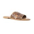 Sandales à enfiler pour femmes en cuir gaufré foncé Myra Carmina Anne – Tongs de style western à coupe en H avec garniture cloutée