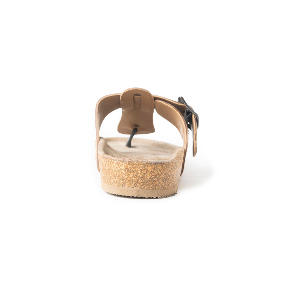 Myra Balinda Ridge : Sandales plates en cuir repoussé à lanières en T pour femme - Sandales gaufrées style western avec semelle rembourrée pour un confort quotidien