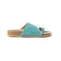 Sandales en cuir gaufré Myra Eastward Winds pour femme – Bride asymétrique, semelle imitation liège et entre-doigt pour un look chic et désertique