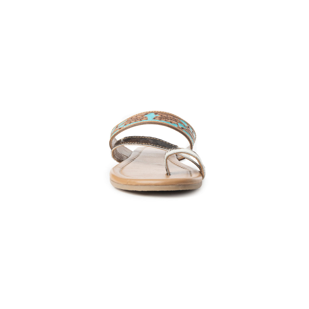 Sandales Myra LaDonna Trail faites à la main pour femmes – Chaussures à enfiler Azure Western Hairon pour les journées au ranch et les nuits au rodéo