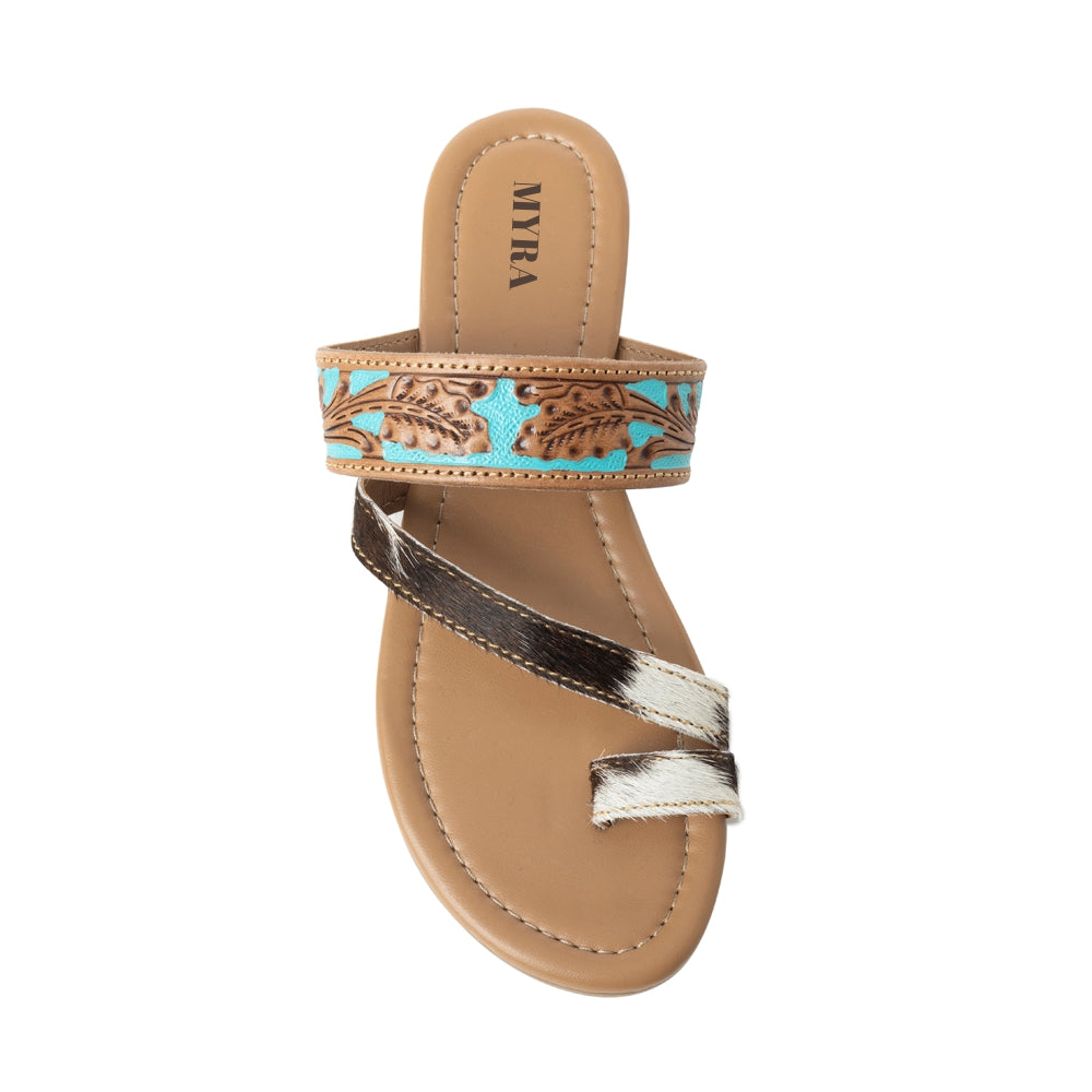 Sandales Myra LaDonna Trail faites à la main pour femmes – Chaussures à enfiler Azure Western Hairon pour les journées au ranch et les nuits au rodéo