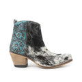 Bottines en cuir véritable Myra Reyna Ridge avec détails ciselés bleu sarcelle, bout carré, style cow-girl country