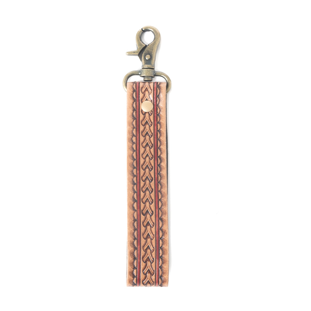 Porte-clés en cuir Bronco Loop Chêne Brandy