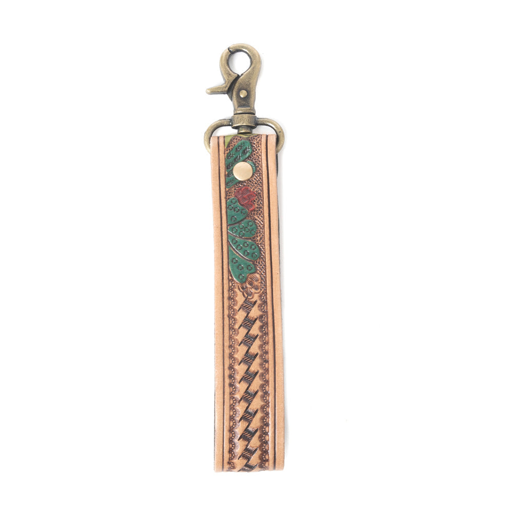 Porte-clés en cuir Rustleaf Rider, brun sauge