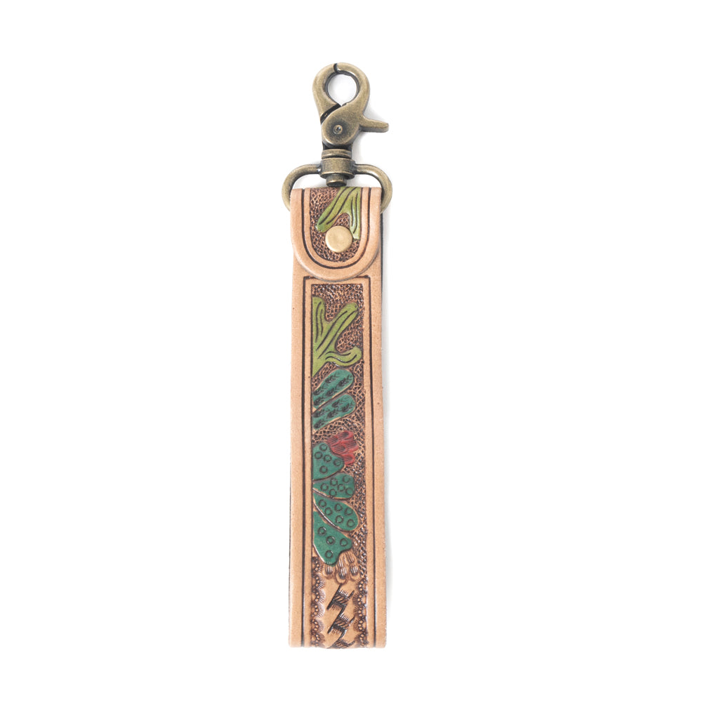 Porte-clés en cuir Rustleaf Rider, brun sauge