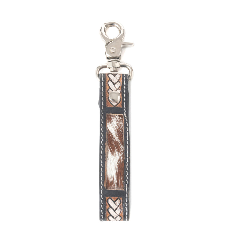 Porte-clés en crin tressé avec boucle en bronze poussiéreux