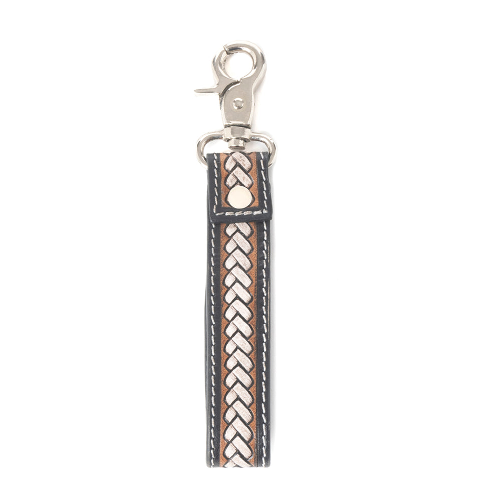 Porte-clés en crin tressé avec boucle en bronze poussiéreux