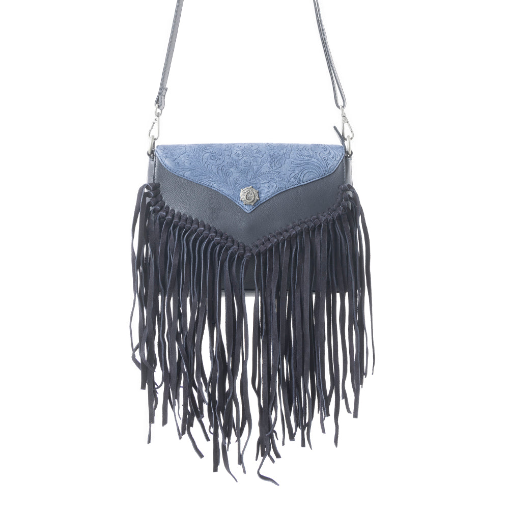 Sac bandoulière en cuir à franges Wild West Ash Denim