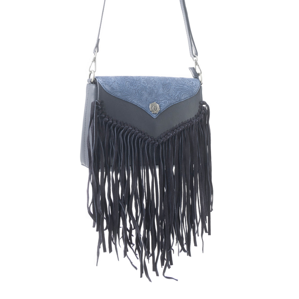 Sac bandoulière en cuir à franges Wild West Ash Denim