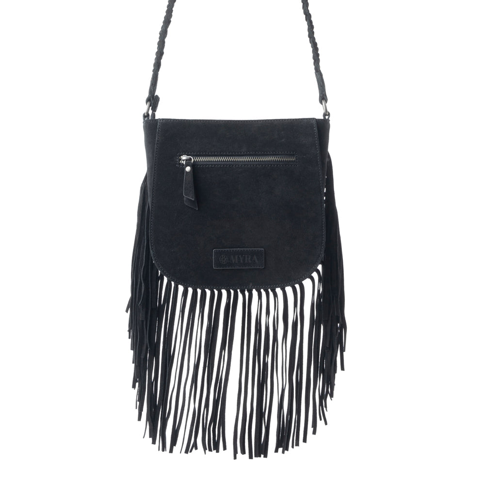 Sac en cuir et poils de veau Mustang's Luck noir et blanc