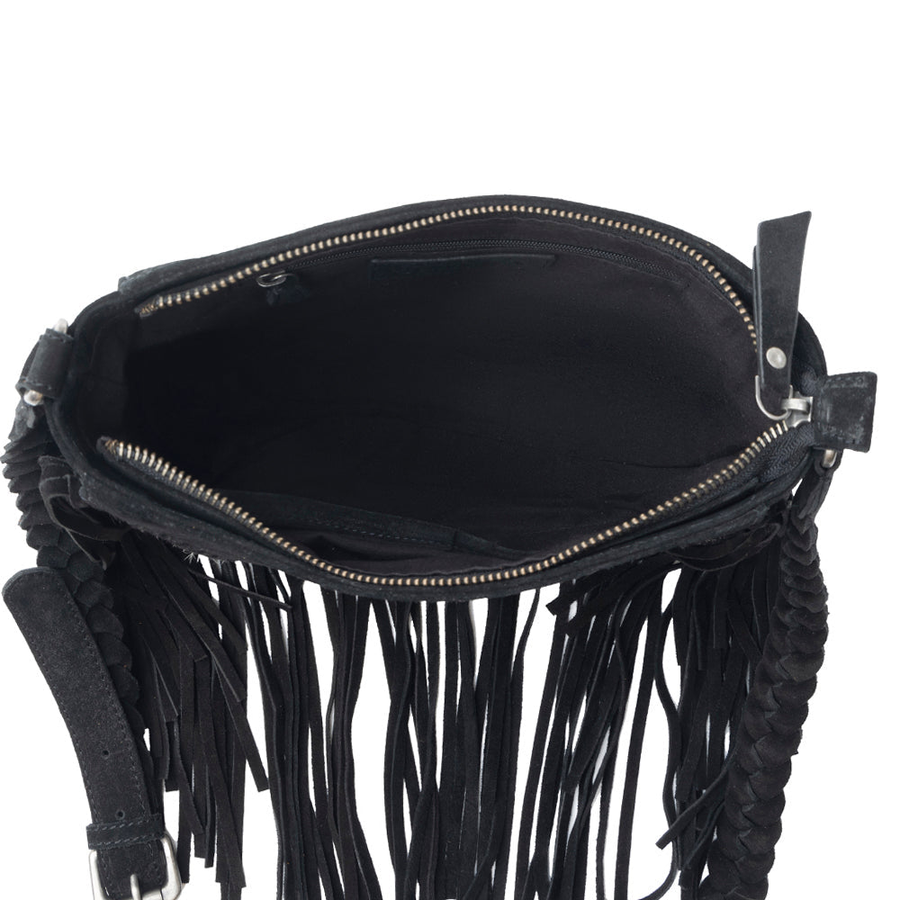 Sac en cuir et poils de veau Mustang's Luck noir et blanc