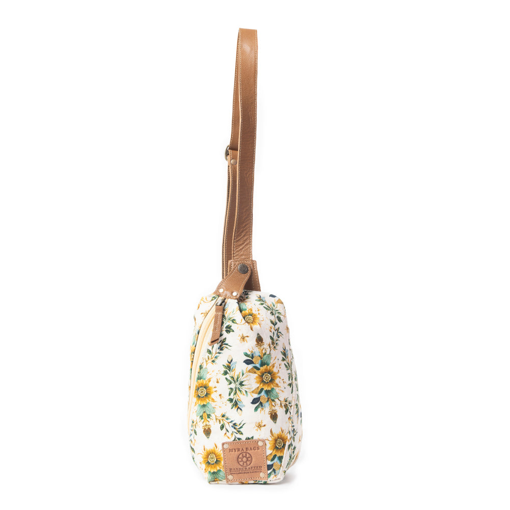 Myra Oasis Blooms Sac banane fleuri pour femme – Sac ceinture compact avec sangle en cuir pour voyages et concerts