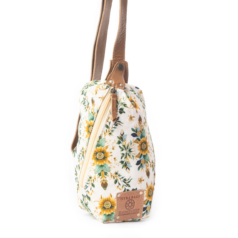 Myra Oasis Blooms Sac banane fleuri pour femme – Sac ceinture compact avec sangle en cuir pour voyages et concerts