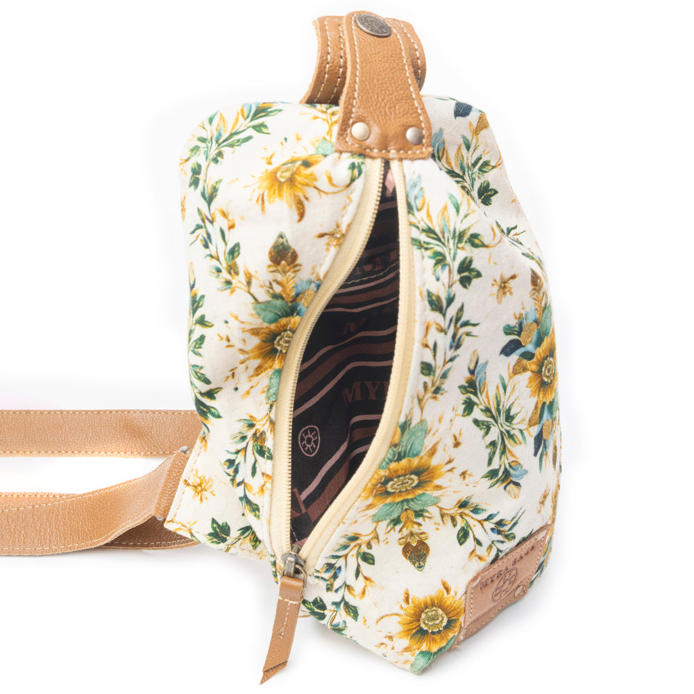 Myra Oasis Blooms Sac banane fleuri pour femme – Sac ceinture compact avec sangle en cuir pour voyages et concerts