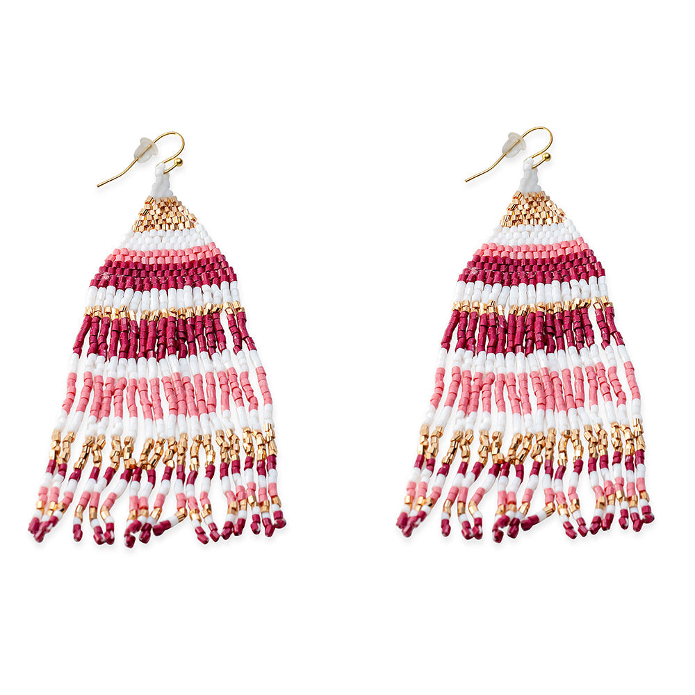 Boucles d'oreilles perlées Jupe Nanna en rouge
