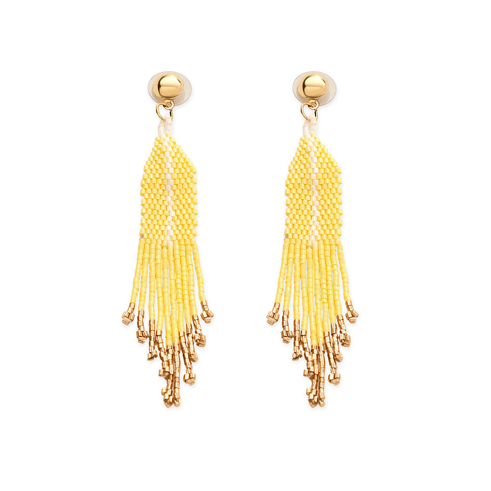 Boucles d'oreilles perlées Rêves marins jaunes