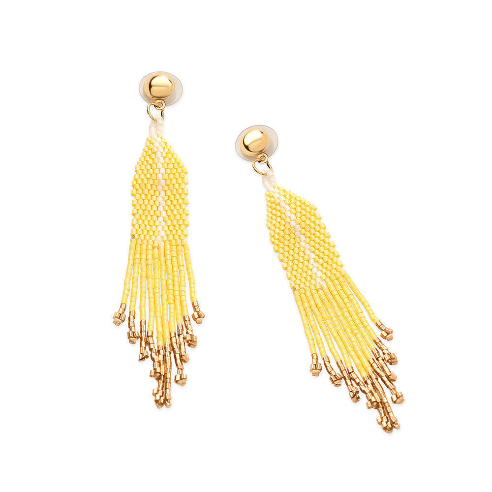 Boucles d'oreilles perlées Rêves marins jaunes