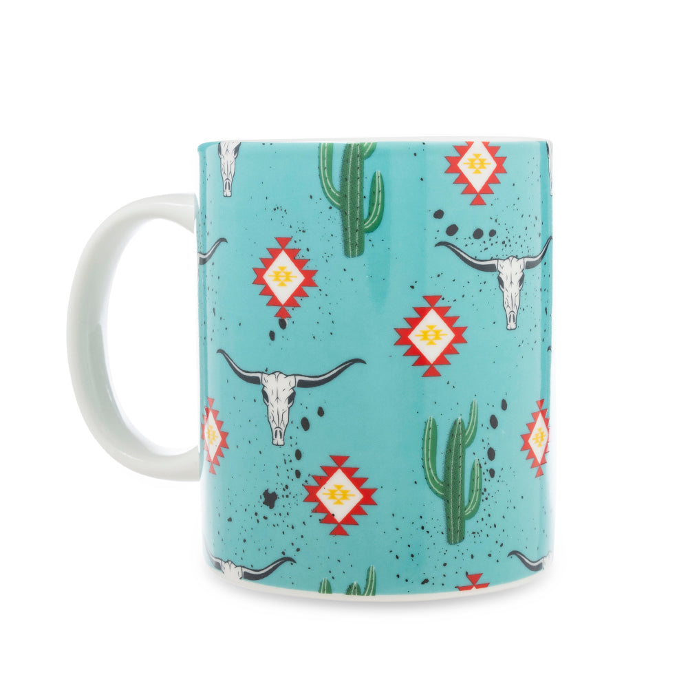 Tasse en céramique "Sippin' in the South" motif géométrique cactus