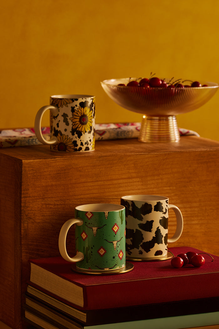 Tasse en céramique "Sippin' in the South" motif géométrique cactus