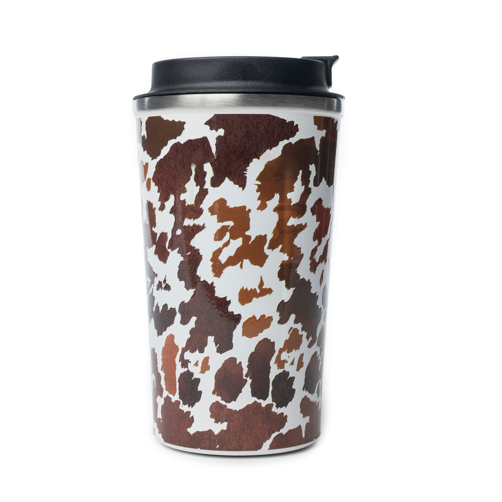 Mug en acier inoxydable Western Trail Brew, imprimé léopard marron