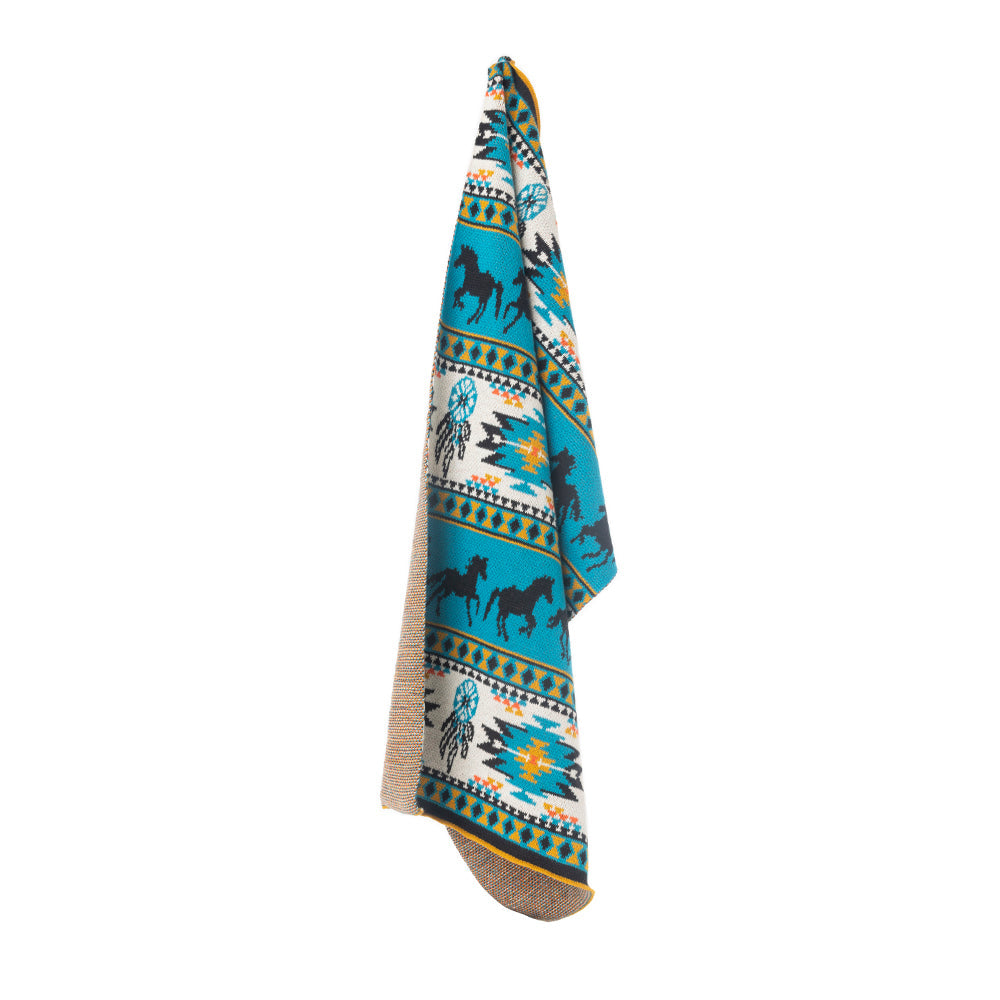 Torchons de cuisine en coton tricoté Dreamcatcher « LOT DE 2 » couleur bleu prairie
