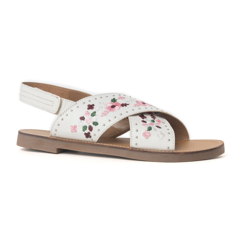 Sandales en cuir brodées Lilytrail blanc givré