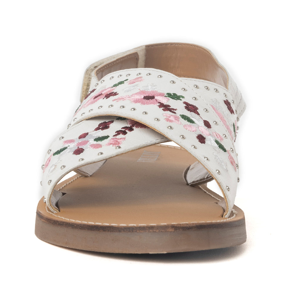 Sandales en cuir brodées Lilytrail blanc givré