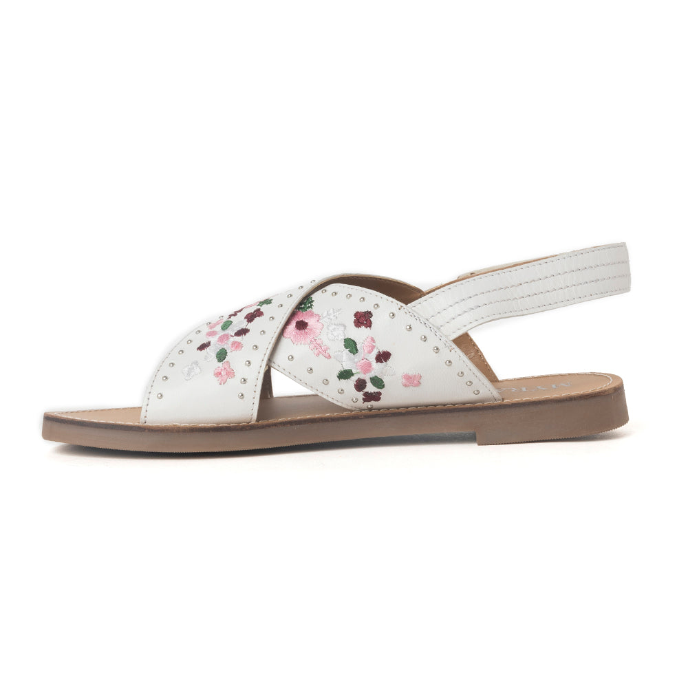 Sandales en cuir brodées Lilytrail blanc givré