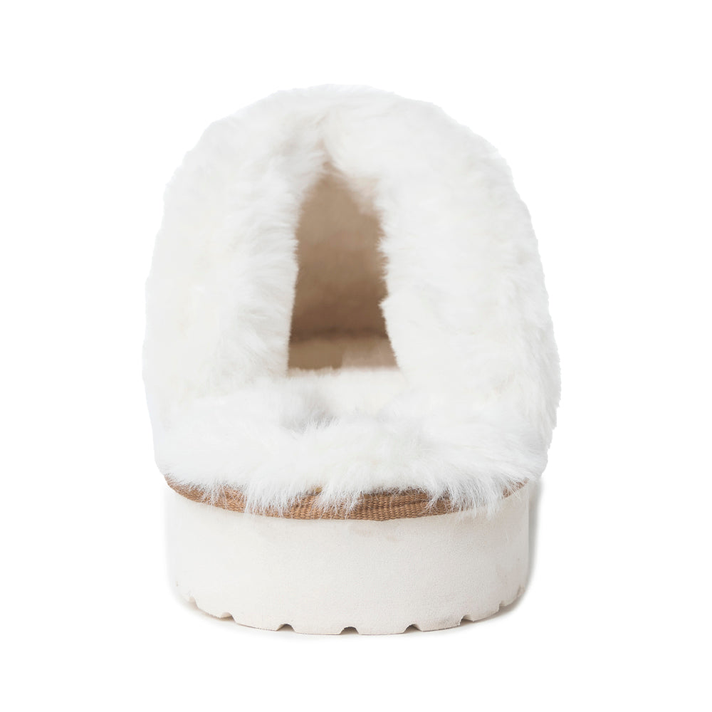 Pantoufles en cuir gaufré Snowdrift, beiges et hivernales