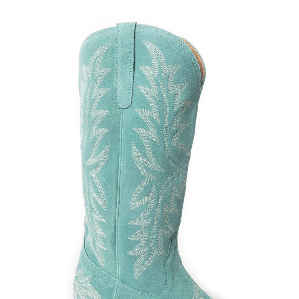 Bottes en cuir brodées Midnight Trail vert ombre