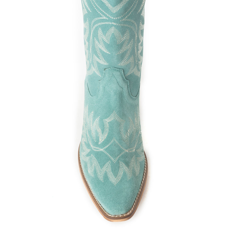 Bottes en cuir brodées Midnight Trail vert ombre