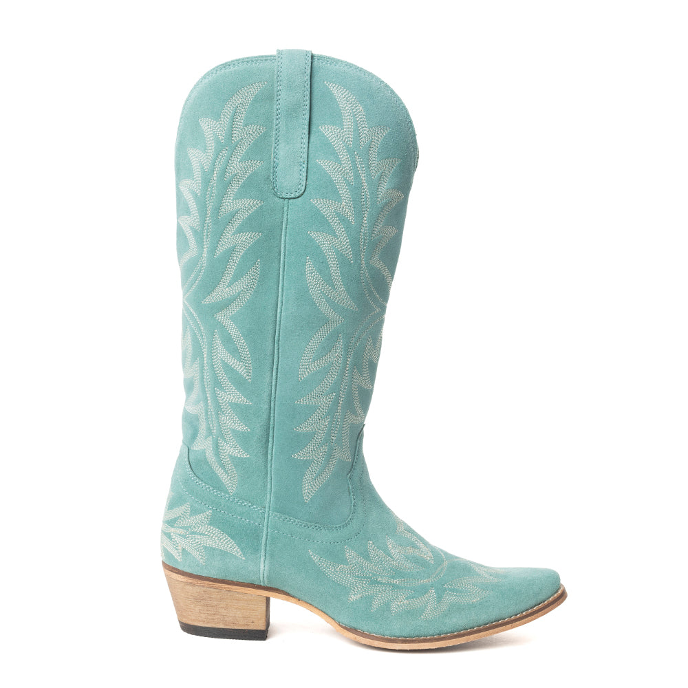 Bottes en cuir brodées Midnight Trail vert ombre
