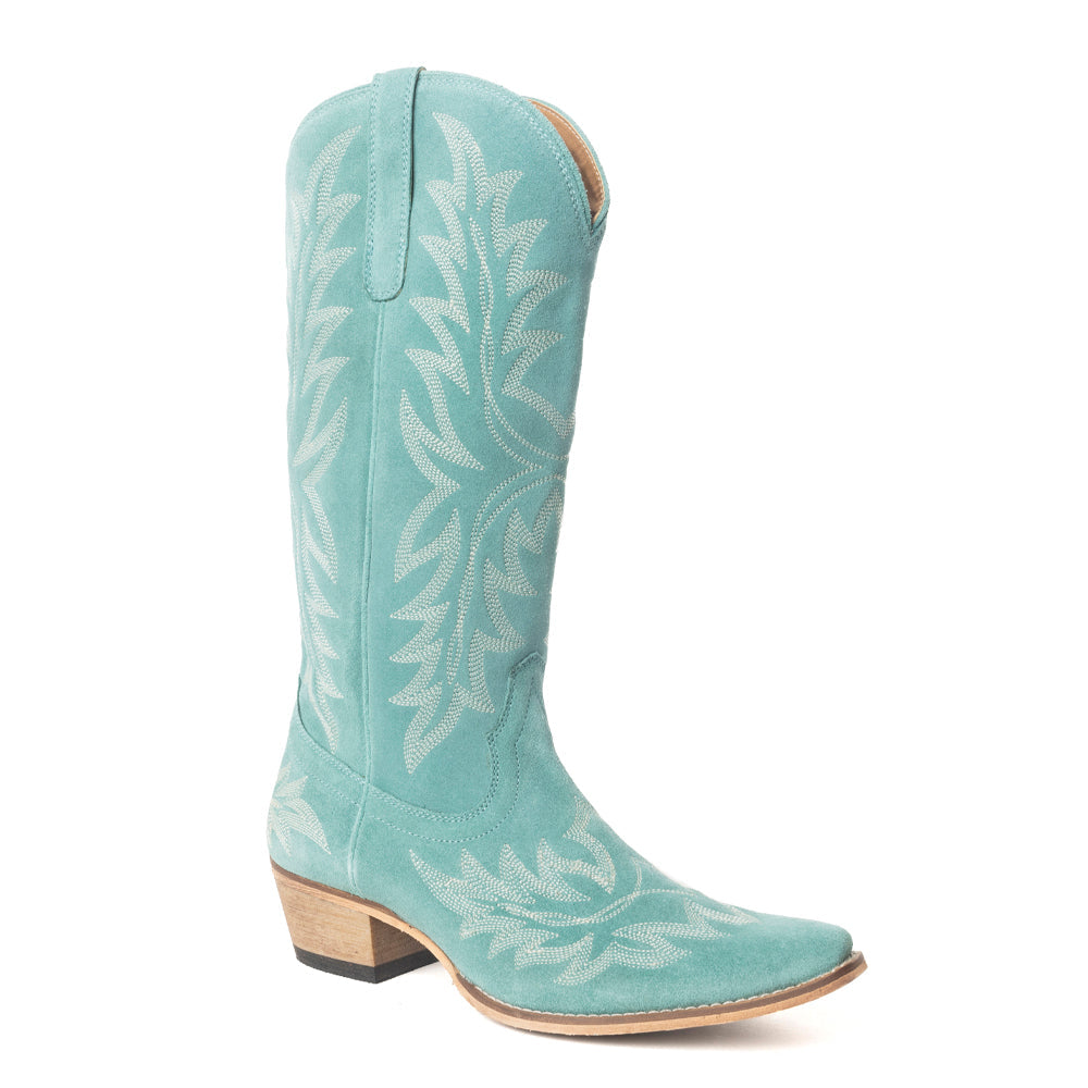 Bottes en cuir brodées Midnight Trail vert ombre