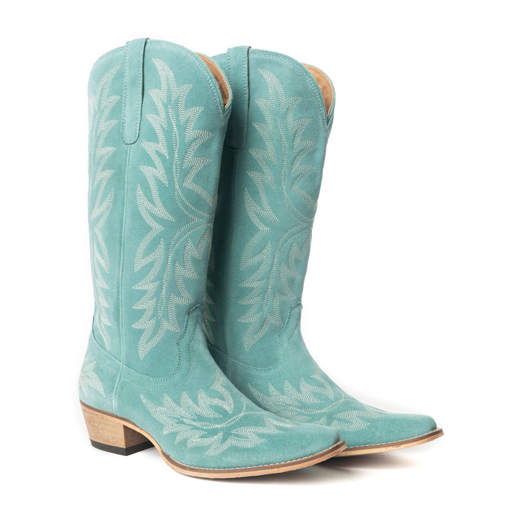 Bottes en cuir brodées Midnight Trail vert ombre