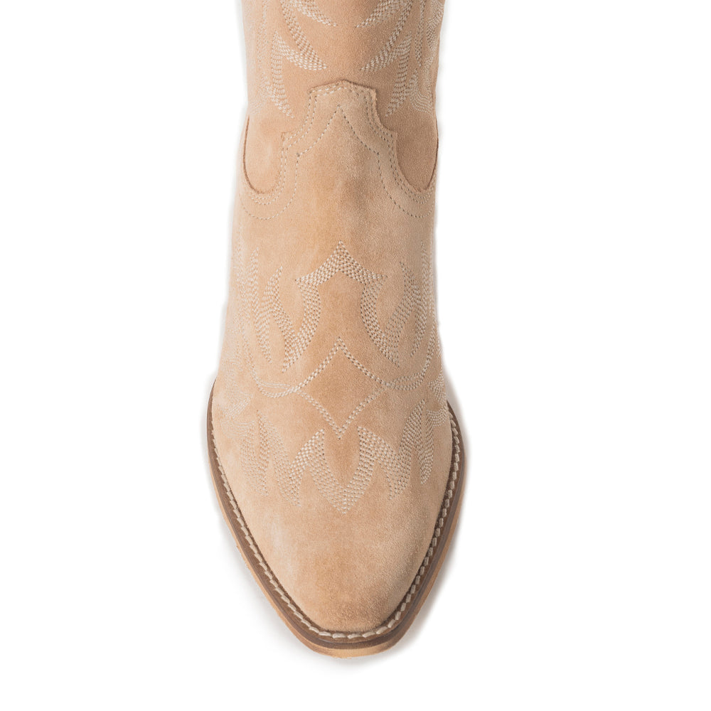 Bottes en cuir brodées Midnight Trail, coloris beige ombre