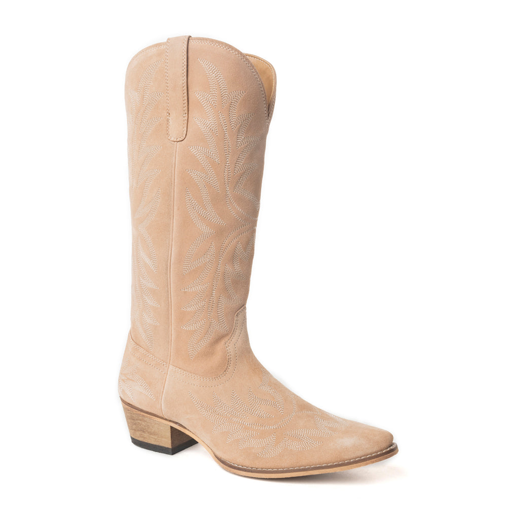 Bottes en cuir brodées Midnight Trail, coloris beige ombre