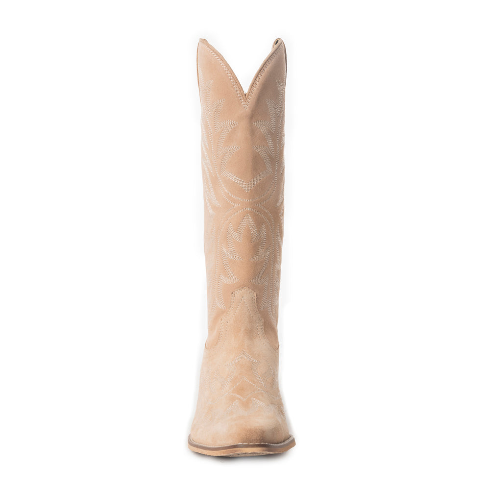 Bottes en cuir brodées Midnight Trail, coloris beige ombre