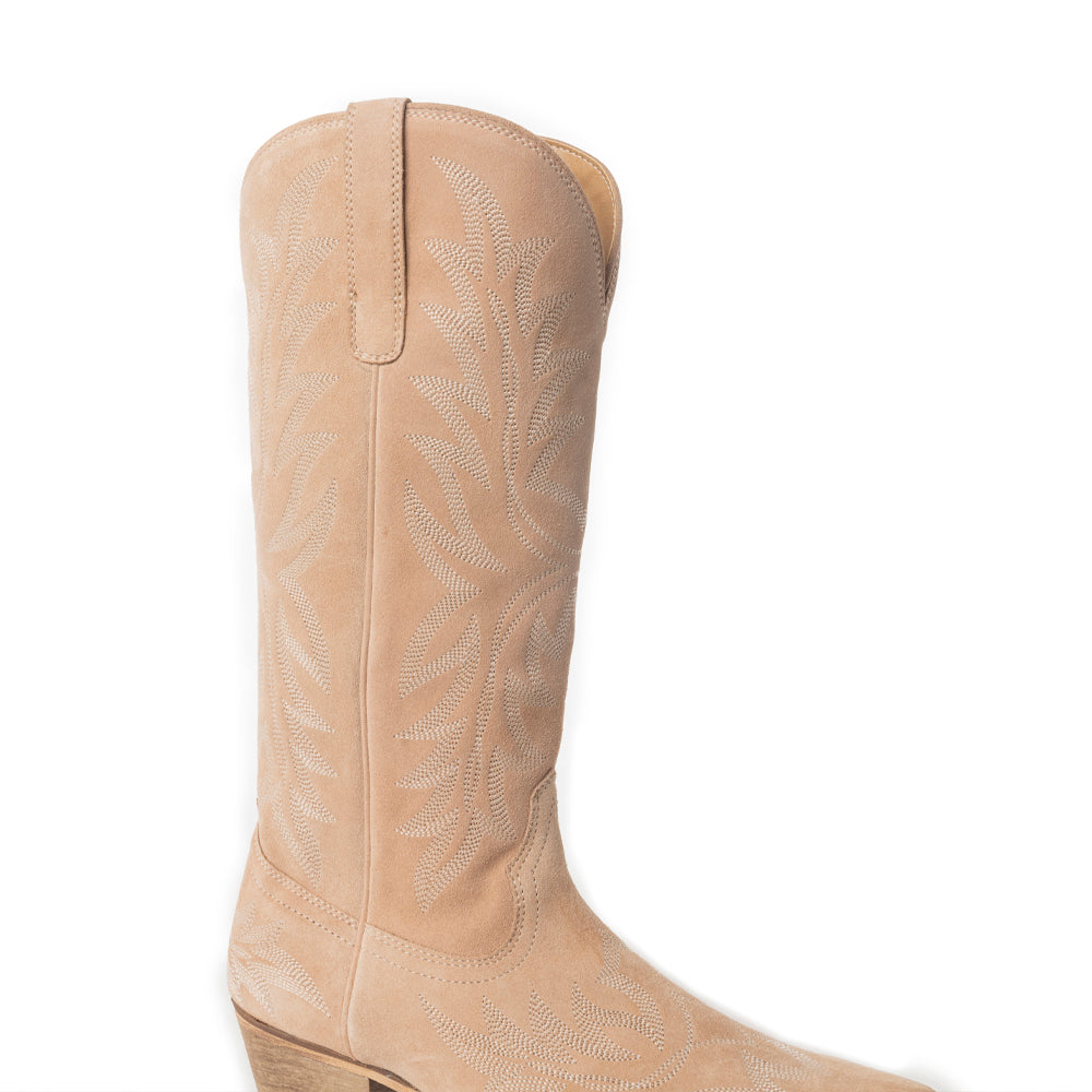 Bottes en cuir brodées Midnight Trail, coloris beige ombre