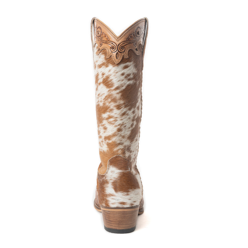 Bottes Dakota Dust faites main en cuir tan et blanc